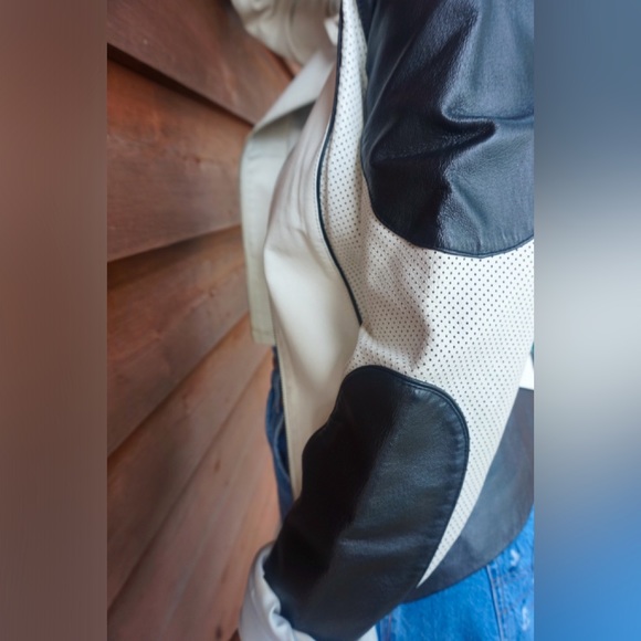 DANIER Leather Black & White Biker Jacket (US XS-S) - Picture 6 of 7